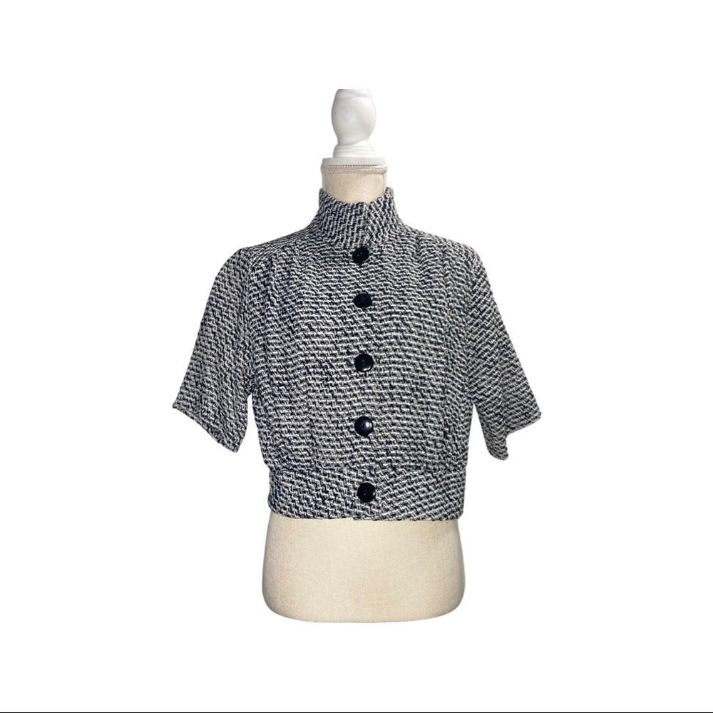 Urban Outfitters Houndstooth Crop Knit Blazer